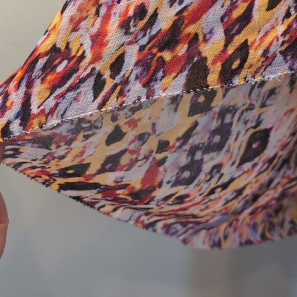 Iro Plum Sleeveless Mini Dress Watercolor Flowy Drawstring Vneck US Size 10 - Picture 7 of 16